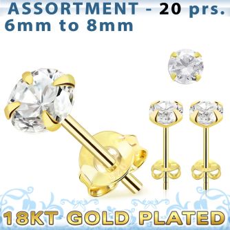 blk266m surtido piercings plata 20 pares piercings oreja plata esterlina 925 oro 18 kts zirconia redonda venta