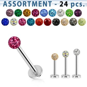 blk282 316l labret with 3mm ferido crystal ball w resin