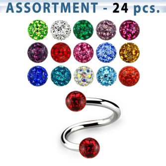 blk284 316l eyebrow lip spiral w 3mm ferido ball w resin