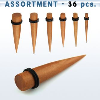 blk297 surtido piercings 36 expansores madera sawo anillo goma distribuidor