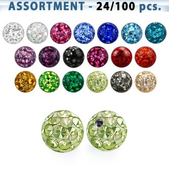 blk315 4mm multi crystal ball with 1 2mm thread with resin