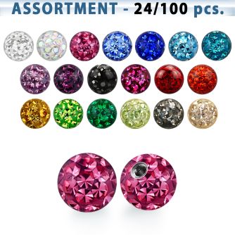 blk316 4mm multi crystal ball with 1 6mm thread with resin