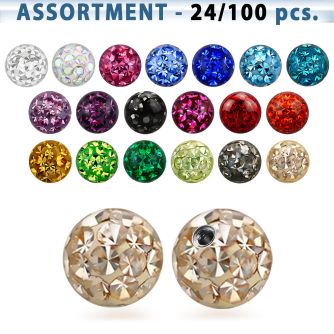 blk317 5mm multi crystal balls with threading and resin cover