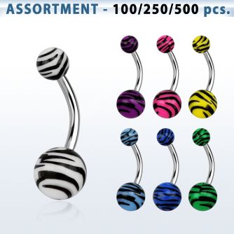blk337 surtido piercings surtido piercings ombligo acero quirurgico bolas rayas cebra 5 8mm 10mm venta