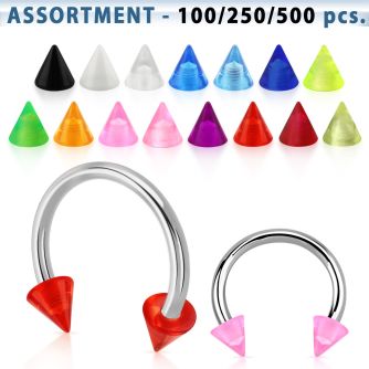 blk351 316l steel circular barbell with 3mm acrylic uv cone