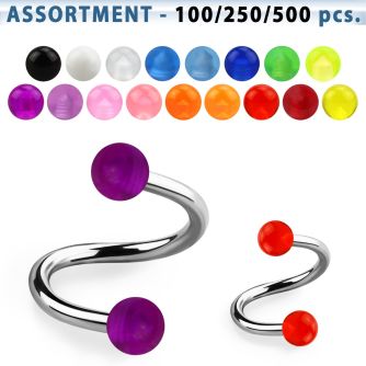 blk352 surtido piercings surtido espirales ceja acero quirurgico bolas acrilico uv 3mm 8mm venta