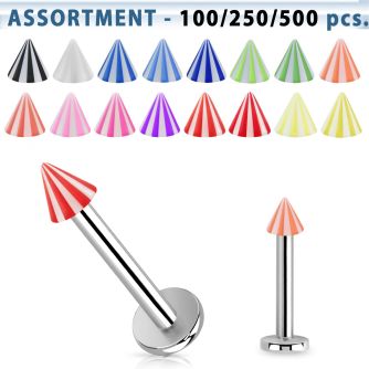 blk372 surtido piercings surtido labrets acero quirurgico conos sombrilla playa uv 3mm 8mm al por mayor