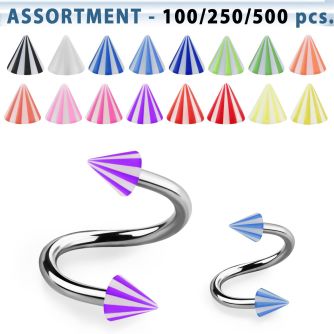 blk376 surtido piercings surtido espirales ceja acero quirurgico conos acrilicos sombrilla playa 3mm 8mm al por mayor