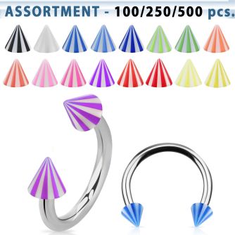 blk378 316l steel circular barbell with 3mm acrylic beach cone