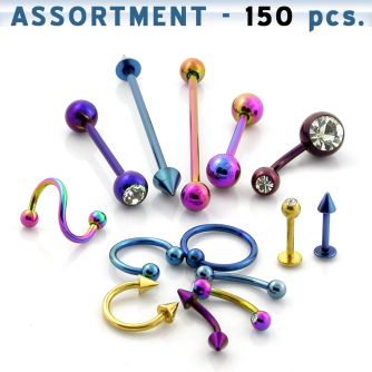blk37 surtido piercings 150 pack iniciacion labrets bananas ceja anillos cierre presion barbells lengua barbells industriales venta