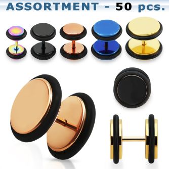 blk390 anodized 316l steel fake plugs with colored o ring