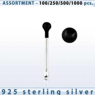 blk446 surtido por mayor piercings nariz plata piercings nariz hueso plata esterlina 925 0 6mm bola negro 1 5mm distribuidor