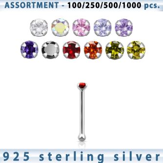 blk450 surtido por mayor piercings nariz plata piercings nariz hueso plata esterlina 925 0 6mm zirconia redonda 1 5mm mayorista