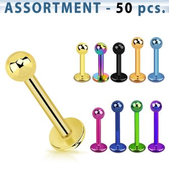 blk466 surtido piercings 50 labrets acero quirurgico pvd bola 3mm mayorista