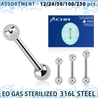 blk481 316l steel eyebrow helix barbell with 3mm ball