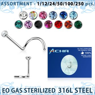 blk483 surtido piercings surtido 250 50 piercing esterilizado piercing nariz l acero quirurgico 316l cristal bisel bola redonda al por mayor