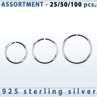 blk516 surtido piercings 100 aros continuos plata 925 1mm venta