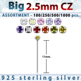 blk522 surtido por mayorpiercing nariz doblar tu mismo plata esterlina 925 0 6mm zirconia redonda 2 5mm distribuidor
