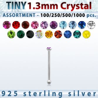 blk530 surtido por mayor piercings nariz plata piercings nariz hueso plata esterlina 925 0 6mm cristal redondo 1 25mm mayorista