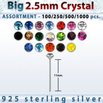 blk534 surtido por mayorpiercing nariz doblar tu mismo plata esterlina 925 0 6mm cristal redondo 2 5mm distribuidor