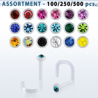 blk542 surtido piercings surtido piercing nariz l bio flexible 1mm cristal redondos 1 5mm mayorista