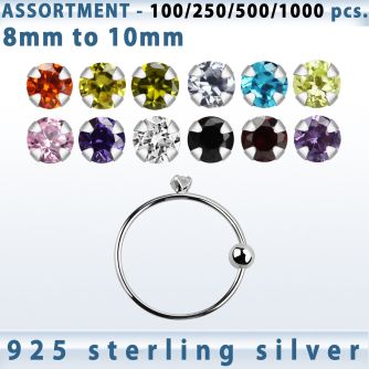 blk545 bulk of silver noose hoop w 1 5mm prong set cz stone