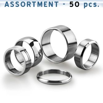 blk56 bulk of assorted sized 316l steel solid band rings