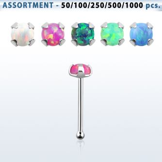 blk571 surtido por mayor piercings nariz plata piercings nariz hueso plata esterlina 925 0 6mm opalo redondo 2mm mayorista