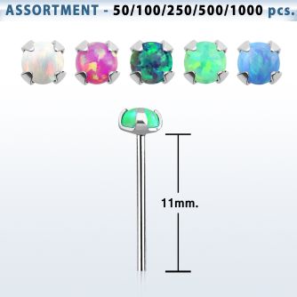 blk573 925 silver bend it nose stud piercing set w 2.5mm opal