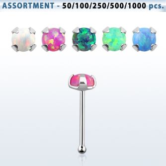 blk574 sterling silver nose bone piercing bulk w 2.5mm opal