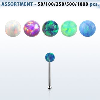 blk601 surtido por mayor piercings nariz plata piercings nariz hueso plata 925 0 6mm opalos sinteticos bola 2mm al por mayor