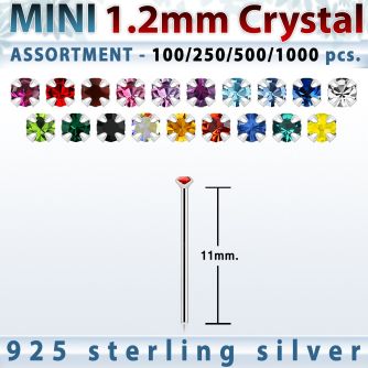 blk669 silver bend it nose stud bulk w 1.2mm prong set crystals