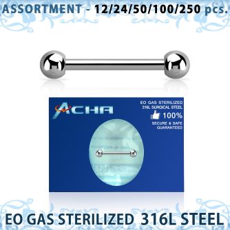 blk679 eo gas sterilized 316l steel nipple barbell 4mm