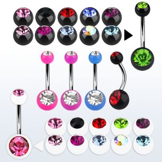 bn2acg 316l steel belly banana w 8mm 5mm acrylic jewel ball