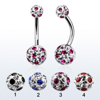 bn2frga piercing ombligo acero quirurgico bolas multi cristal ferido 5 8mm puntos distribuidor mayorista