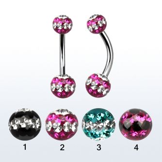 bn2frsd piercing ombligo acero quirurgico bolas multi cristal ferido 5mm 6mm triple linea distribuidor mayorista