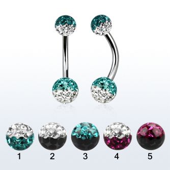 bn2frse piercing ombligo acero quirurgico bolas 5mm 6mm multi cristal ferido colores al por mayor