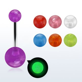 bnbgl 316l steel belly banana with acrylic glow bubble ball