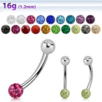 bne1fr 316l steel eyebrow banana w steel multicrystal ball