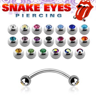 bne2cl 316l steel snake eye piercing banana with 3mm bezel ball