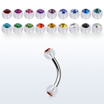 bneajb4 steel eyebrow banana w 4mm bio flex balls w crystals