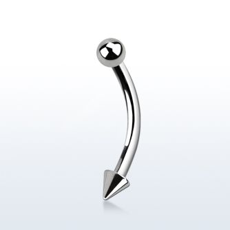 bnebcn 316l steel eyebrow banana with 3mm cone ball sidewards