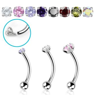 bneczin steel banana prong set cz plain ball internal