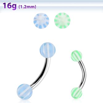 bnedxw steel eyebrow banana w 3mm acrylic balls w star pattern