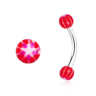 bnedxz steel eyebrow banana w 3mm balls w a red white star
