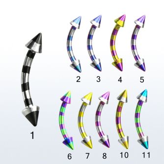 bnemtn banana ceja acero quirurgico pvd rayas cebra conos 3mm 8mm venta