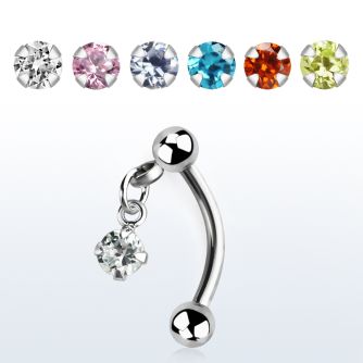 bnerv3 banana ceja acero quirurgico bolas 3mm zirconita redonda 3mm 6mm al por mayor