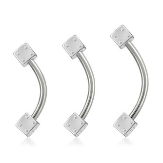 bnes2di surgical steel eyebrow banana with two 3mm dices