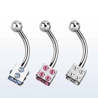 bnesdc4 banana ceja acero quirurgico dado acero 4mm cristal lado bola 3mm venta