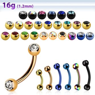 bnet2c banana ceja acero quirurgico anodizado bolas joya bisel 3mm al por mayor